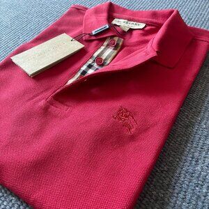 Burberry London Men's New Casual Military Red Color Polo Shirt Small Size